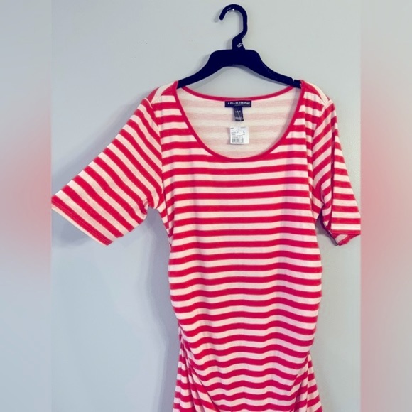 A Pea in the Pod NWT maternity dress red/white striped Sz Large Babybump 🎉HP🎉 - Picture 4 of 8
